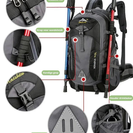 Waterproof 40L Outdoor Hiking Backpack – Large Capacity, Rain-Proof, Travel and Trekking Rucksack