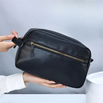Luxe PU Leather Toiletry Bag – Waterproof, Compact & Stylish Travel Organizer