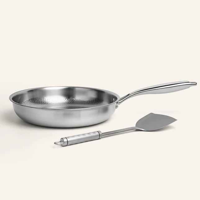 Titanium Hammered Pan with Spoon – Durable & Safe Cookware