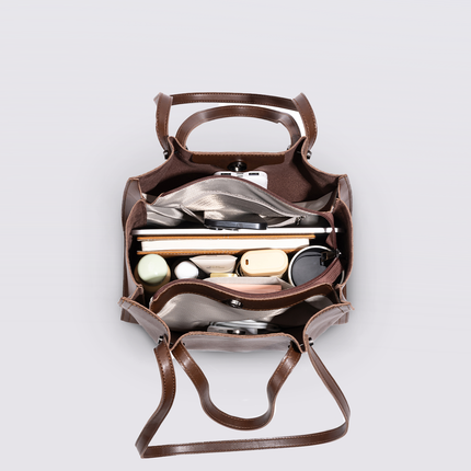 Black Leather Shopper Bag – Minimalist Tote, Spacious Work & Daily Carry