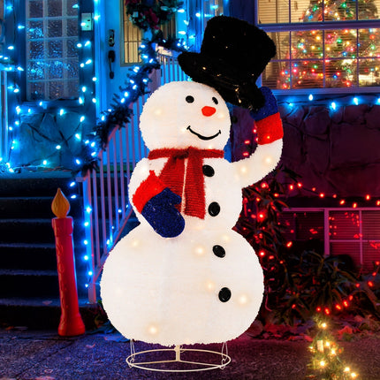5-Foot Lighted Christmas Snowman Outdoor Decoration – 120 Warm White LEDs, Weatherproof IP44