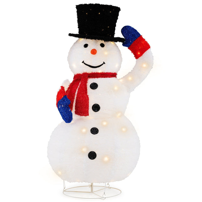 5-Foot Lighted Christmas Snowman Outdoor Decoration – 120 Warm White LEDs, Weatherproof IP44