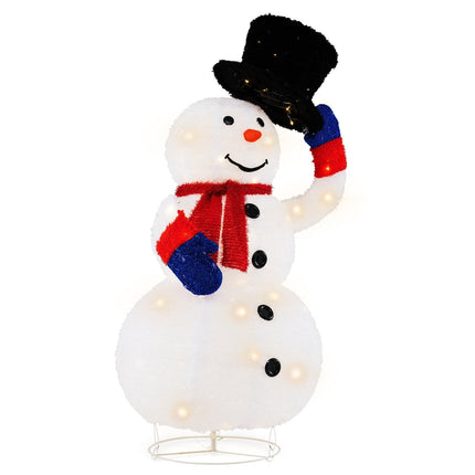 5-Foot Lighted Christmas Snowman Outdoor Decoration – 120 Warm White LEDs, Weatherproof IP44