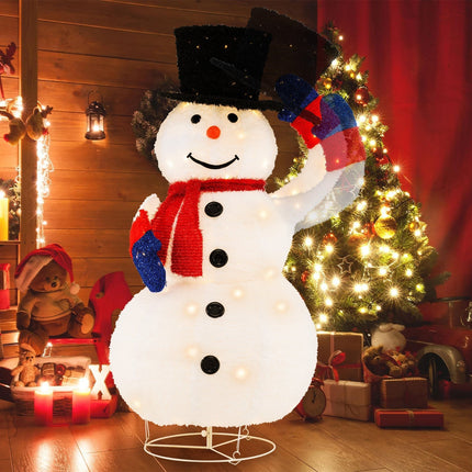 5-Foot Lighted Christmas Snowman Outdoor Decoration – 120 Warm White LEDs, Weatherproof IP44