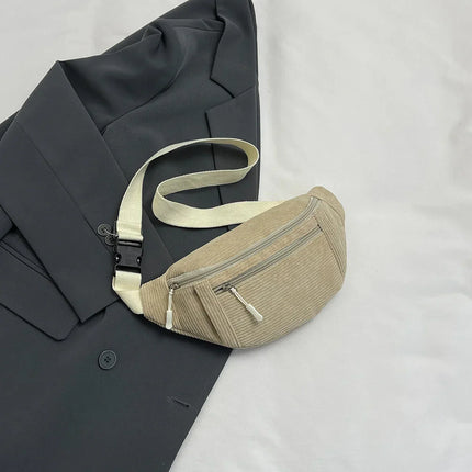 Corduroy Crossbody Bag for Women – Stylish & Practical Hip Bag with Adjustable Strap