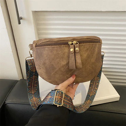 Boho Chic Crossbody Bag with Wide Ethnic Strap – Stylish & Comfortable Shoulder Purse for Women