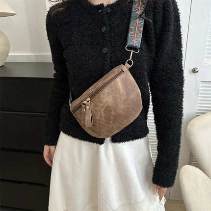 Boho Chic Crossbody Bag with Wide Ethnic Strap – Stylish & Comfortable Shoulder Purse for Women