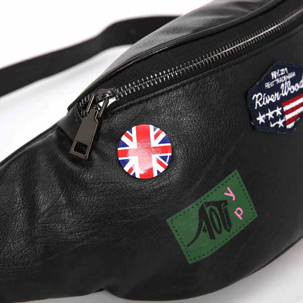 Trendy Crossbody Fanny Pack with Patches – Stylish Belt Bag for Casual Streetwear