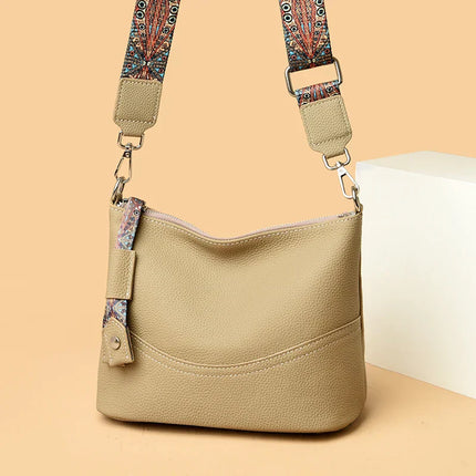 Black Crossbody Bag for Women – Adjustable Wide Strap Shoulder Bag with Multiple Pockets