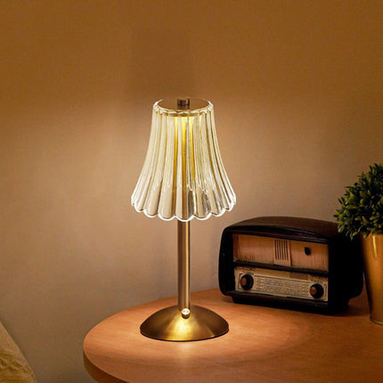 Gold Crystal Table Lamp – Elegant Sparkling Accent Light for Bedroom or Living Room Décor