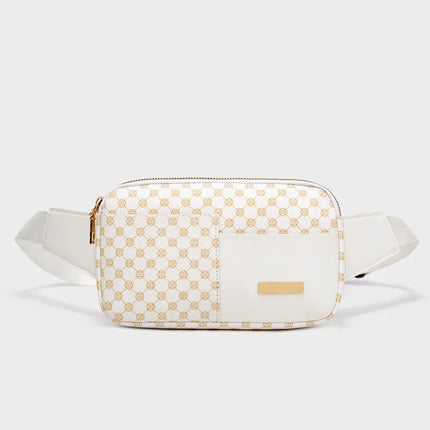 Luxe Crossbody Fanny Pack – Unisex Checker & Leopard Print Waist Bag with Adjustable Strap