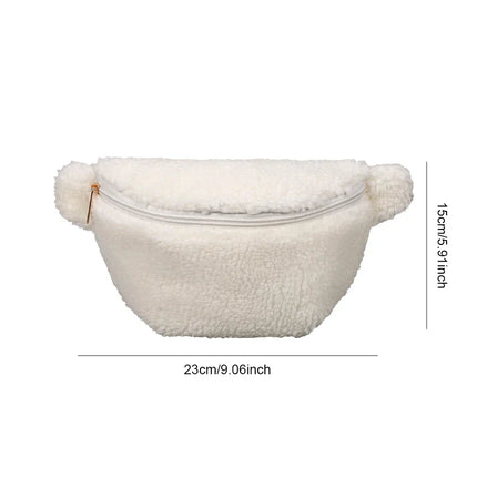 Cozy Teddy Waist Bag - Plush Fleece Belt Bag with Adjustable Strap & Secure Zipper