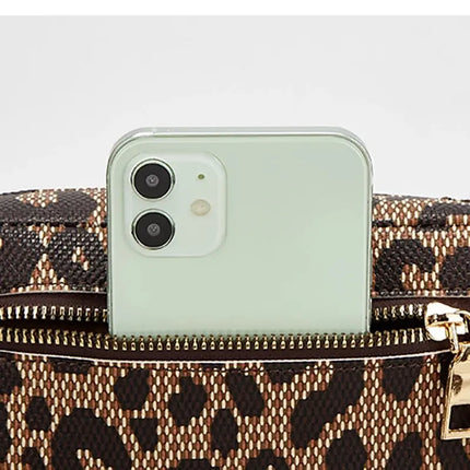 Luxe Crossbody Fanny Pack – Unisex Checker & Leopard Print Waist Bag with Adjustable Strap