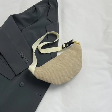 Corduroy Crossbody Bag for Women – Stylish & Practical Hip Bag with Adjustable Strap