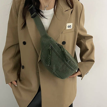 Green Corduroy Crossbody Bag – Stylish, Practical, and Comfortable Everyday Accessory