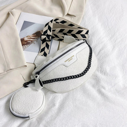 Trendy Crossbody Shoulder Bag with Chain Strap & Detachable Pouch – Versatile Waist, Shoulder, or Crossbody Wear