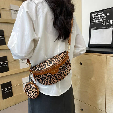 Leopard Print Crossbody & Waist Bag – Adjustable Strap, Mini Pouch, Trendy Animal Print