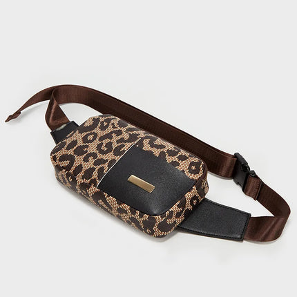 Luxe Crossbody Fanny Pack – Unisex Checker & Leopard Print Waist Bag with Adjustable Strap