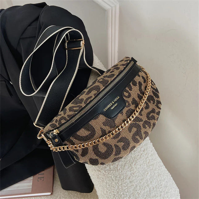 Brown & Beige Houndstooth Fanny Pack Belt Bag – Women’s Crossbody Waist Bag