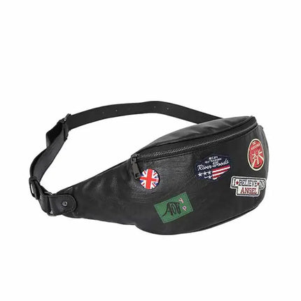 Trendy Crossbody Fanny Pack with Patches – Stylish Belt Bag for Casual Streetwear