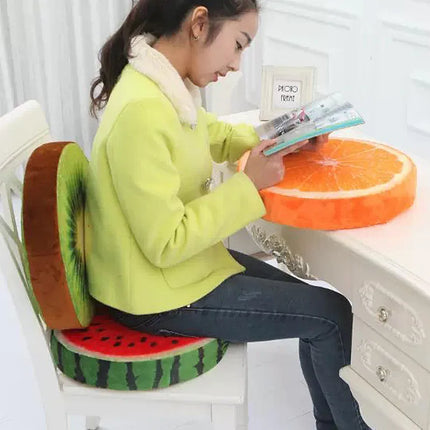 Round Fruit Cushion – Plush Watermelon, Orange & Lime Seat Pad for Home Decor and Comfort