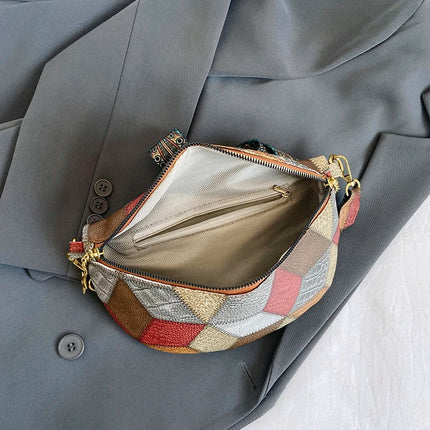 Colorful Patchwork Crossbody Fanny Pack – Boho Chic Belt Bag for Travel, Festivals & Everyday Use