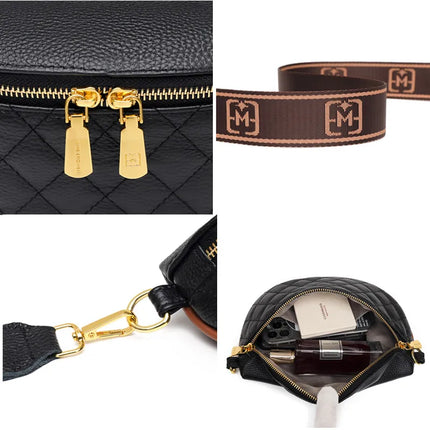 Quilted Black Belt Bag | Gold Hardware Adjustable Waist / Crossbody Bag – Stylish Hands-Free Everyday Accessory