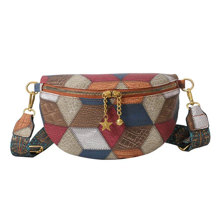Colorful Patchwork Crossbody Fanny Pack – Boho Chic Belt Bag for Travel, Festivals & Everyday Use