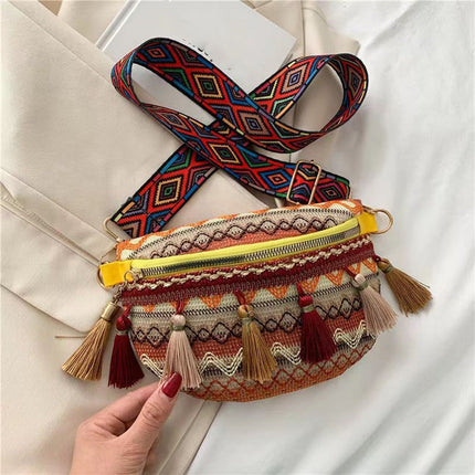 Bohemian Crossbody Bag with Fringe – Colorful, Adjustable Strap, Lightweight & Durable