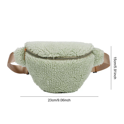 Cozy Teddy Waist Bag - Plush Fleece Belt Bag with Adjustable Strap & Secure Zipper