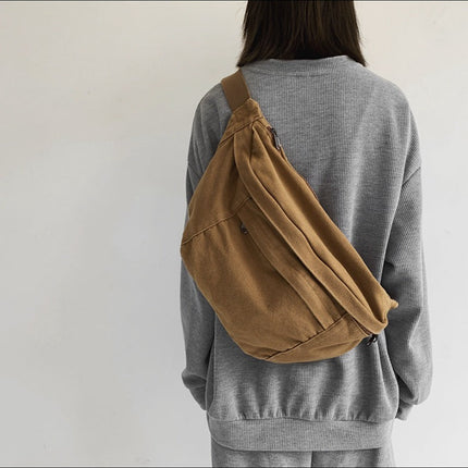 Unisex XL Canvas Crossbody Bag – Adjustable Strap, Large Capacity for Travel, Festivals & Daily Use