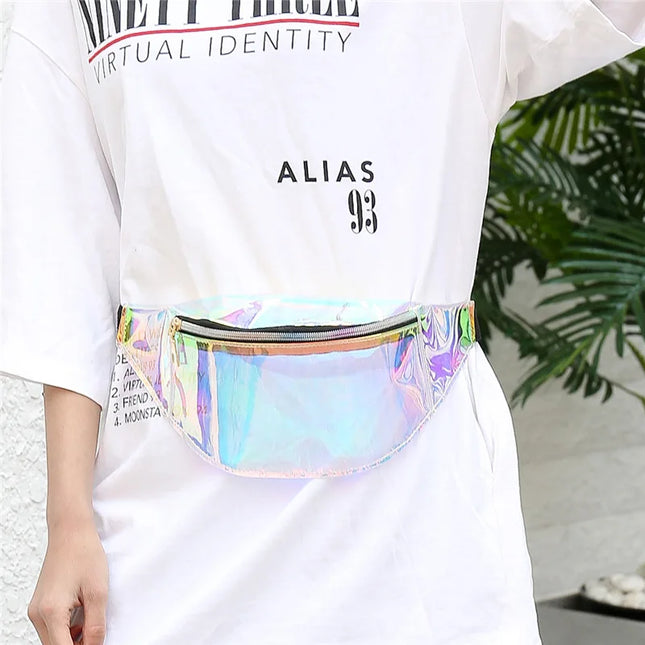 Holographic Festival Fanny Pack – Iridescent Waist Bag with Adjustable Strap for Concerts, Raves & Travel