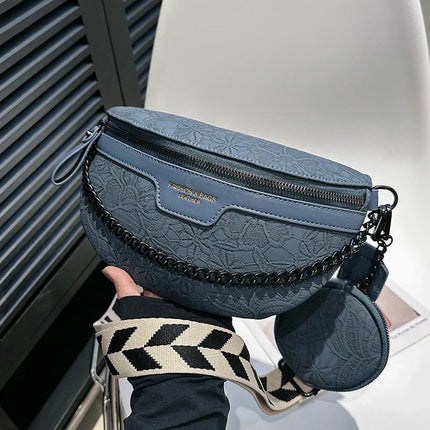 Trendy Crossbody Shoulder Bag with Chain Strap & Detachable Pouch – Versatile Waist, Shoulder, or Crossbody Wear