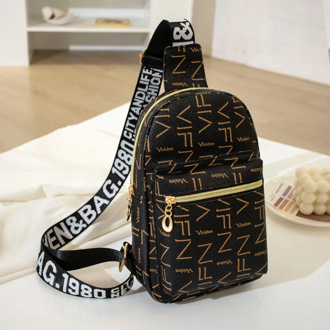 Streetstyle Mini Backpack & Crossbody Bag – Trendy Printed Shoulder Bag with Zipper Closure – Compact & Versatile Fashion Accessory