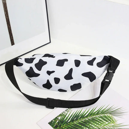 Cow Print Crossbody Waist Bag – Cowhide Pattern Fanny Pack / Animal Print Hip Bag