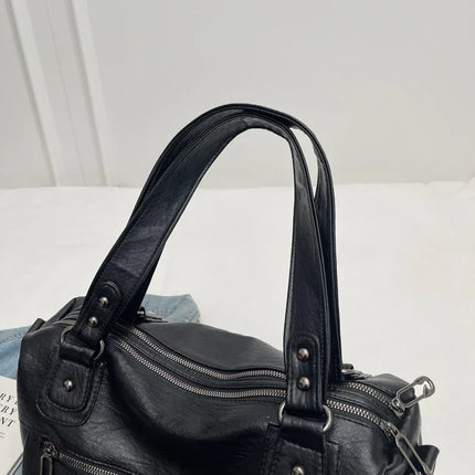 Women's PU Leather Shoulder Bag with Multiple Pockets – Spacious Handbag for Daily Use