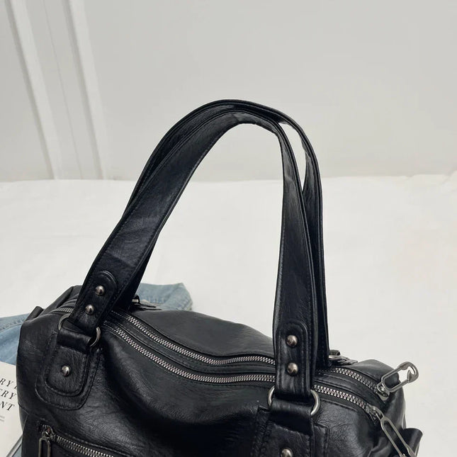 Women's PU Leather Shoulder Bag with Multiple Pockets – Spacious Handbag for Daily Use