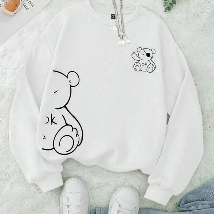 Unisex Cat Sweater – Minimalist Oversized Sweater with Cat Line Print