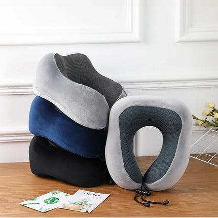 Ergonomic Memory Foam Travel Neck Pillow – Comfortable Support for Airplane, Car & Train Journeys