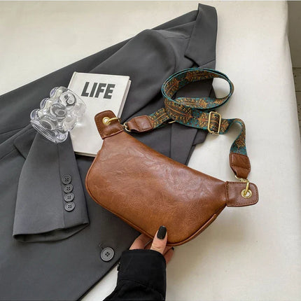 Luxurious Leather Crossbody Belt Bag – Versatile Waist & Shoulder Bag with Wide Strap