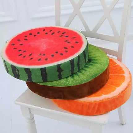 Round Fruit Cushion – Plush Watermelon, Orange & Lime Seat Pad for Home Decor and Comfort