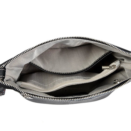 Black Crossbody Bag for Women – Adjustable Wide Strap Shoulder Bag with Multiple Pockets