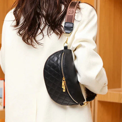 Quilted Black Belt Bag | Gold Hardware Adjustable Waist / Crossbody Bag – Stylish Hands-Free Everyday Accessory
