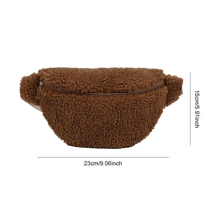 Cozy Teddy Waist Bag - Plush Fleece Belt Bag with Adjustable Strap & Secure Zipper