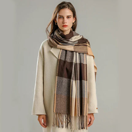 Luxury Cashmere Plaid Scarf for Women – Soft, Warm & Timeless Winter Accessory