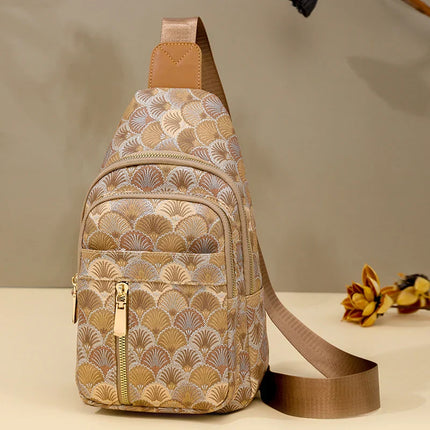 Trendy Compact Crossbody Backpack – Stylish Canvas Sling Bag with Patterned Design