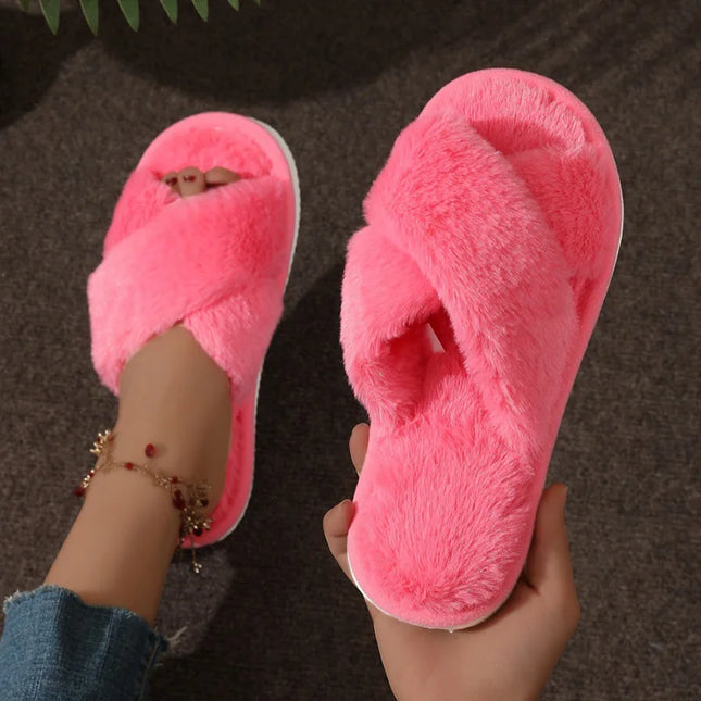 Women's Open Toe Slippers – Cozy Crossband Design with Slip-On Comfort