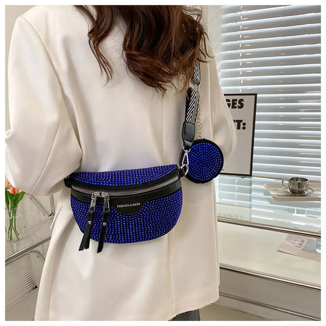 Luxury Studded Crossbody & Waist Bag with Extra Pouch – Chic Shoulder Bag Style