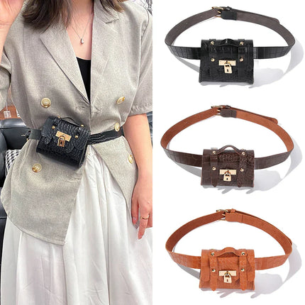 Women's Belt Bag with Gold Lock Detail – Stylish & Compact Waist Bag for Everyday Use
