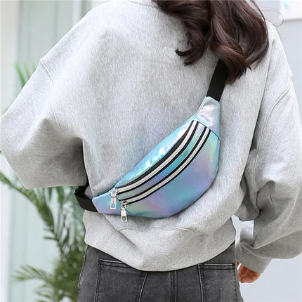 Holographic Crossbody Hip Bag – Trendy Festival Waist Pack with Adjustable Strap